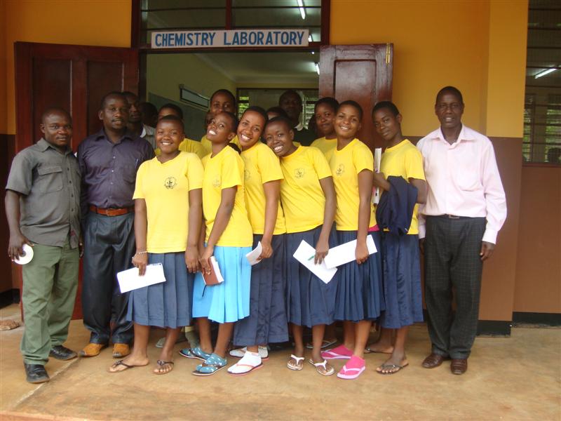 Girls in front of the Chemistry Laboratory